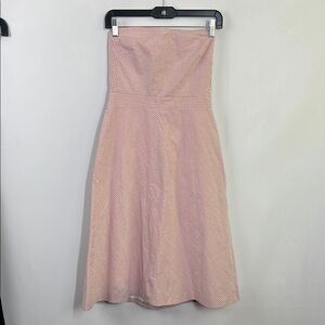 Elegant Pink Strapless Dress pinstripe a line fit and flare empire waist SEC